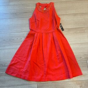 NWT New York & Company Orange Textured A-line Cotton Dress Size 10